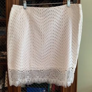 Ann Taylor white eyelet and lace skirt